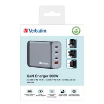 usb 65w charger - Verbatim GNC-200 GAN CHARGER 4 PORT 200W/USB A/C (EU/UK/US) - 4 nuotrauka