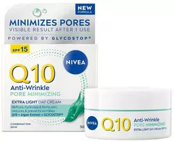 Nivea Q10 Power Anti-Wrinkle + Pore Refine dieninis kremas SPF 15, 50 ml