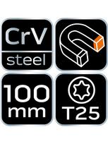 magnetinis irankiu - Torcinis atsuktuvas TOPEX, T25 x 100 mm - 2 nuotrauka