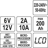 12v 200a - YATO YT-83002, 6/12V 10A 200Ah - 3 nuotrauka
