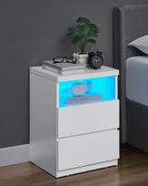soninis staliukas baltas - Vasagle Naktinis staliukas su reguliuojamu LED apšvietimu, baltas (White), 35x40x55 cm, 2 vnt. - 7 nuotrauka