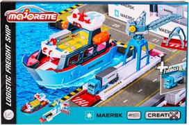 uostas - MAJORETTE Creatix MAERSK krovininis laivas su transporto priemone, 212050039 - 2 nuotrauka