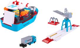 uostas - MAJORETTE Creatix MAERSK krovininis laivas su transporto priemone, 212050039 - 6 nuotrauka