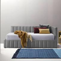 viengulis ciuzinys - Lova Home4you Jasper, 90x200 cm, pilka (Grey), su čiužiniu - 2 nuotrauka