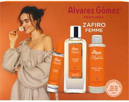 Alvarez Gomez Zafiro rinkinys moterims: EDP 150 ml + EDP 30 ml + kūno losjonas 200 ml