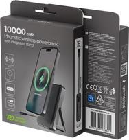 magnetinis power bank - Gembird PB10-WPC15MS-01 Magnetic wireless powerbank with integrated stand, 15W, 10000 mAh, black - 2 nuotrauka