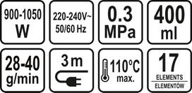 valymo garais irenginys - Lund 67201 EasyFix 900-1050W, 17 priedų - 2 nuotrauka