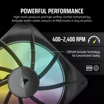 120mm fan - Corsair iCUE LINK LX120 RGB 120 mm Trijų Ventiliatorių Komplektas Juodas (Black) - 4 nuotrauka