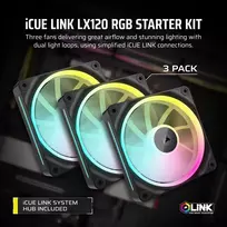 120mm fan - Corsair iCUE LINK LX120 RGB 120 mm Trijų Ventiliatorių Komplektas Juodas (Black) - 7 nuotrauka