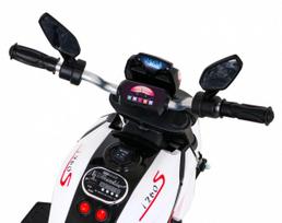 vaikams motociklas juodas - Vaikiškas elektrinis motociklas Ramiz Fast Tourist, balta/juoda - 6 nuotrauka