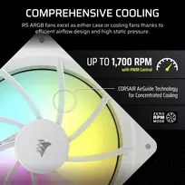argb ventiliatoriai - Corsair RS140 ARGB 140 mm Baltas (White) - 5 nuotrauka