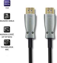 hdmi laidas 20m - Qoltec HDMI Cable v.2.0 A Male to HDMI A Male AOC 20m Black/Silver - 2 nuotrauka