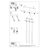 pakabiname sviestuvai sietynai - Sollux Lighting Mozaica 3L, G9, 3 x 12 W, juoda/auksinis - 5 nuotrauka