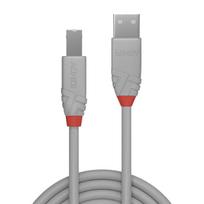 usb a type to usb b - Lindy Anthra Line USB 2.0 A To USB 2.0 B Cable 2m Grey - 2 nuotrauka