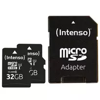sd kortele 256gb - Intenso Premium 32GB microSDHC UHS-I 2-Pack + SD Adapter - 2 nuotrauka