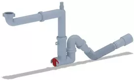 plasta - Ani Plast sifonas plautuvei F5325EU, 1 1/2x4, taupantis vietą, su žarna 40x40 - 1 nuotrauka