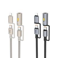 cigareciu usb - Hoco U138 All-in-One USB-C / Lightning į USB-C / automobilio cigarečių degiklį 1.2m Juodas (Black) - 4 nuotrauka