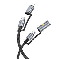 cigareciu usb - Hoco U138 USB-C / Lightning į USB-C / cigarečių žiebtuvėlio laidas 1.2 m Pilkas (Grey) - 4 nuotrauka