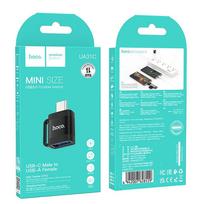 usb male to female - Hoco UA31C, USB-C į USB-A OTG adapteris, 3A, juodas - 2 nuotrauka