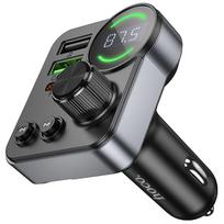 usb 2.4 a - Hoco E86 FM siųstuvas su Bluetooth 5.4 ir krovikliu 48W Juodas (Black) - 5 nuotrauka