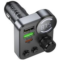 usb 2.4 a - Hoco E86 FM siųstuvas su Bluetooth 5.4 ir krovikliu 48W Juodas (Black) - 6 nuotrauka