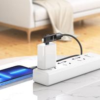 type 1 2 adapteris - HOCO UA17 OTG Type-C (male) / Lightning (male) to USB-A (female) 2in1 Juodas (Black) - 4 nuotrauka