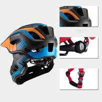 oranzinis - Rockbros TT-32SOBL-S vaikiškas dviračio šalmas su nuimamu smakro apsauga, S dydis - Juodas/Oranžinis (Black/Orange) - 9 nuotrauka