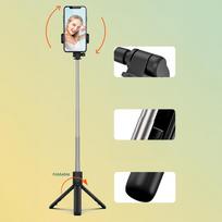 trikojis telefonui - Hurtel WRY1S Selfie Stick Telescopic Tripod 0.7m for Phone Juodas (Black) - 11 nuotrauka