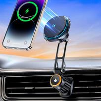 wireless magsafe charger - Wozinsky WCT5-6S2Y Car Holder with Qi/MagSafe 15W Wireless Charger and Air Vent Fan - Black - 2 nuotrauka