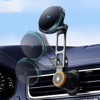 wireless magsafe charger - Wozinsky WCT5-6S2Y Car Holder with Qi/MagSafe 15W Wireless Charger and Air Vent Fan - Black - 5 nuotrauka