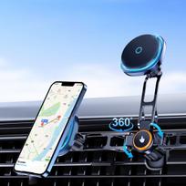 wireless magsafe charger - Wozinsky WCT5-6S2Y Car Holder with Qi/MagSafe 15W Wireless Charger and Air Vent Fan - Black - 6 nuotrauka