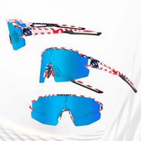 saules akiniai polarized - Rockbros Polarized Cycling Glasses with UV Protection and Corrective Insert Blue Lenses USA Pattern White - 3 nuotrauka