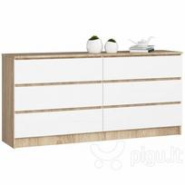 Komoda NORE K160 su 6-iais stalčiais, ąžuolo spalvos/balta