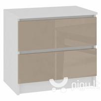 blizgi komoda - Komoda NORE K60 su 2 stalčiais, balta/ruda - 1 nuotrauka