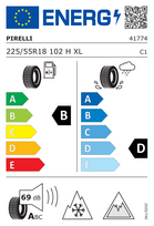 ziemines padangas 225 55 r18 - Žieminė automobilio padanga Pirelli Ice Zero Asimmetrico 225/55/R18, 102-H-210 km/h, XL, B, D, 69 dB - 2 nuotrauka