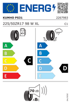 padangos 225 r17 - KUMHO PS31 XL 225/50 R17 98 W - 2 nuotrauka