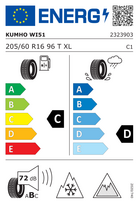 padangos r16 205 60 m s - 205/60R16 KUMHO WI51 96T XL Friction CDB72 3PMSF IceGrip M+S KUMHO - 2 nuotrauka