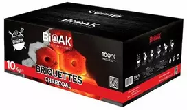 Briketai Bioak, kokosų riešutų kiautai, 10 kg, juoda sp.