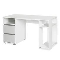 Rašomasis stalas su spintele Klups Dalia, 138 cm x 60 cm, 76 cm, balta sp./pilka sp.