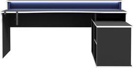Rašomasis stalas su lentyna Forte TZRB214B3-M240, 200 cm x 69.8 cm, 73.5 cm, juoda sp.
