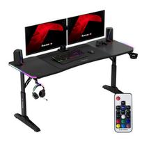 Kompiuterinių žaidimų stalas reguliuojamo aukščio Huzaro Hero 4.6 RGB, 160 cm x 60 cm, 56 - 79 cm, juoda sp.