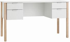 Rašomasis stalas su stalčiais Pinio Miloo, 125 cm x 62.5 cm, 75 cm, balta sp.