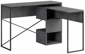 Rašomasis stalas su lentyna Kalune Design Badau 855DTE3866, 102.5 cm x 110 cm, 77 cm, retro grey sp.