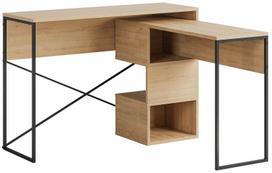Rašomasis stalas su lentyna Kalune Design Badau 855DTE3865, 102.5 cm x 110 cm, 77 cm, sapphire oak sp.