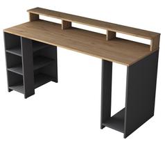 Rašomasis stalas su lentyna Kalune Design HA110 - 2629, 160 cm x 55 cm, 89.5 cm, antracito sp./riešuto sp.