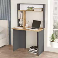 Rašomasis stalas su lentyna Kalune Design BR2 AA, 90 cm x 51.6 cm, 148.6 cm, antracito sp./ruda sp.