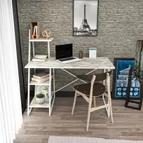 Rašomasis stalas su lentyna Kalune Design Admira 322RTC1311, 120 cm x 60 cm, 120 cm, balta sp.