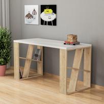 Rašomasis stalas Kalune Design Honey 855DTE3813, 140 cm x 60 cm, 75 cm, ąžuolo sp./balta sp.