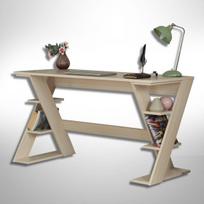 Rašomasis stalas su lentyna Kalune Design Lungo 801CMY5426, 60 cm x 140 cm, 73 cm, šviesus ąžuolas sp.