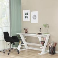 Rašomasis stalas su lentyna Kalune Design Lungo 801CMY5423, 60 cm x 140 cm, 73 cm, balta sp.